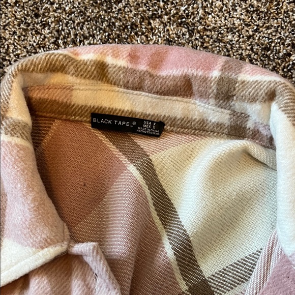 Black Tape_ Pink and Cream Plaid Shacket - Picture 2 of 3